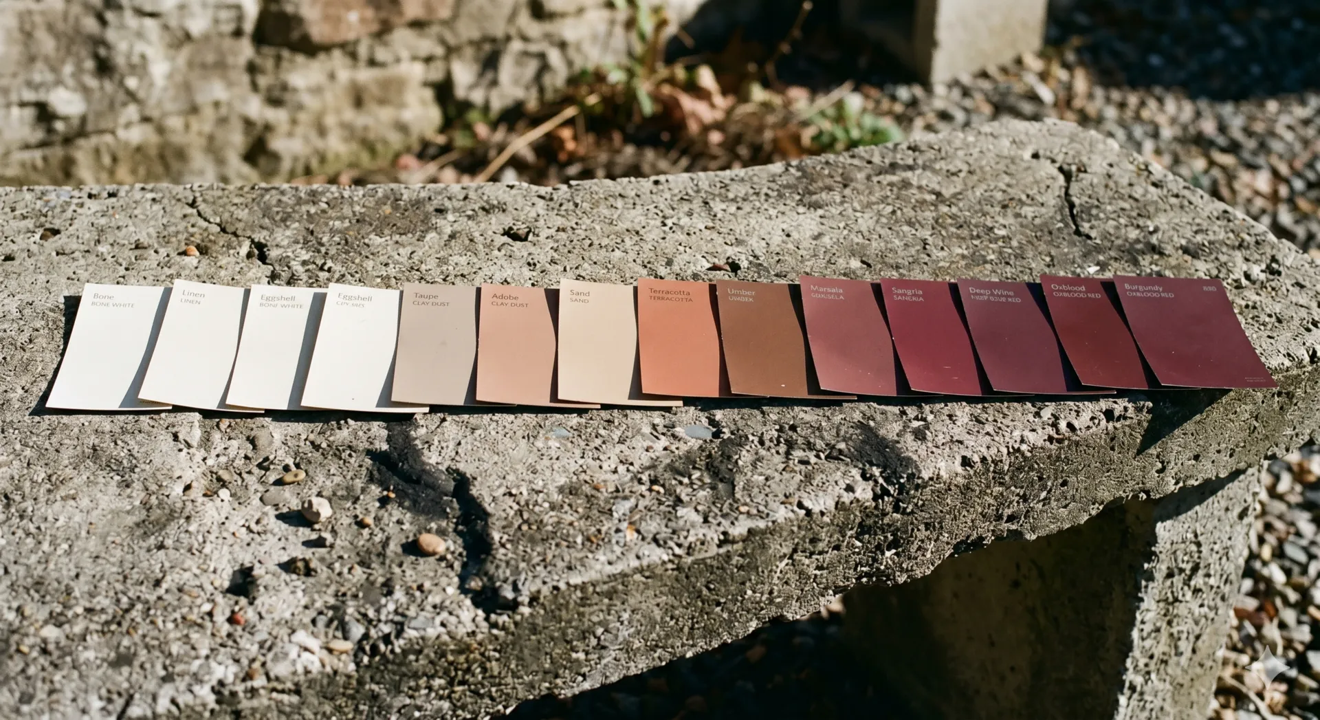 Array of paint swatches in warm earth tones